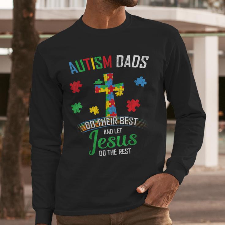Autism Dad Son Father Autistic Kid Awareness Jesus Christian Men Long Sleeve T-Shirt