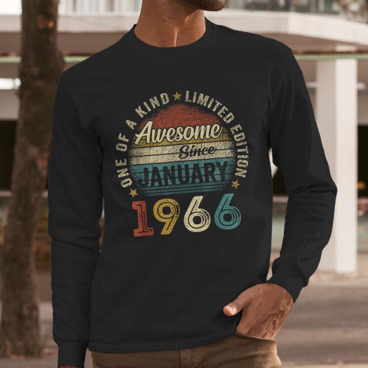 Awesome Since January 1966 60 Year Old 60th Birthday Men Dad Men Long Sleeve T-Shirt