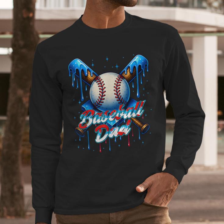 Baseball Drip Dad Father Day Birthday Group Matching Family Men Long Sleeve T-Shirt