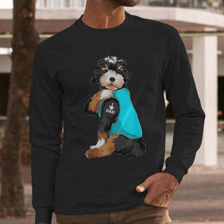 Bernedoodle I Love Dad Tattoo Apparel Dog Dad Dads Men Long Sleeve T-Shirt