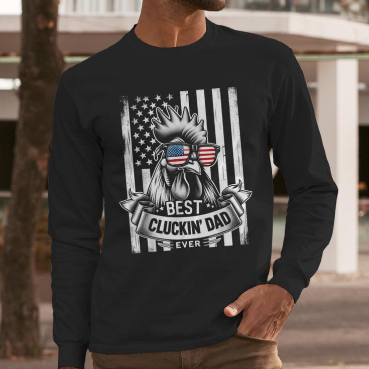 Best Cluckin' Dad Ever Chicken Lover Graphic Tees Cotton Polyester Casual Graphic Small Crew Neck Short Sleeve Men Long Sleeve T-Shirt