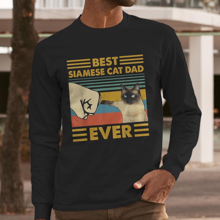 Best Siamese Cat Dad Ever Retro Vintage Sunset Men Long Sleeve T-Shirt