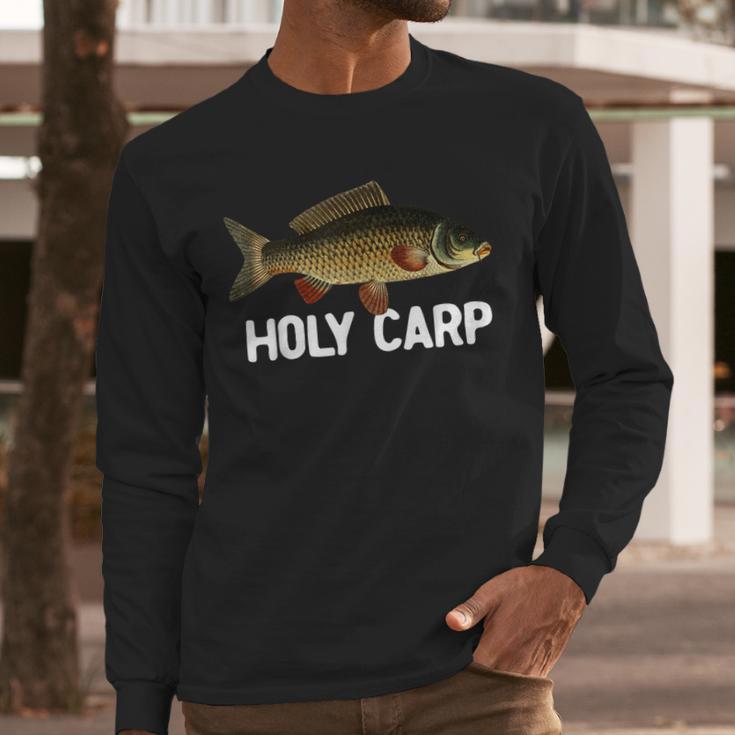 Carp Fish Pun Fishing Trip Fisherman Dad Holy Carp Men Long Sleeve T-Shirt