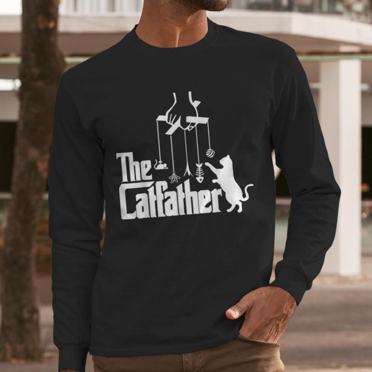 Cat Dad Life The Catfather Fathers Day Vintage Men Long Sleeve T-Shirt