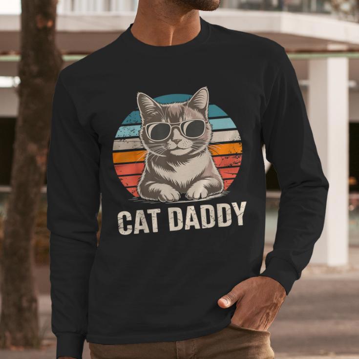 Cat Daddy Shirt Men Cat Lover Dad Fathers Day Men Long Sleeve T-Shirt
