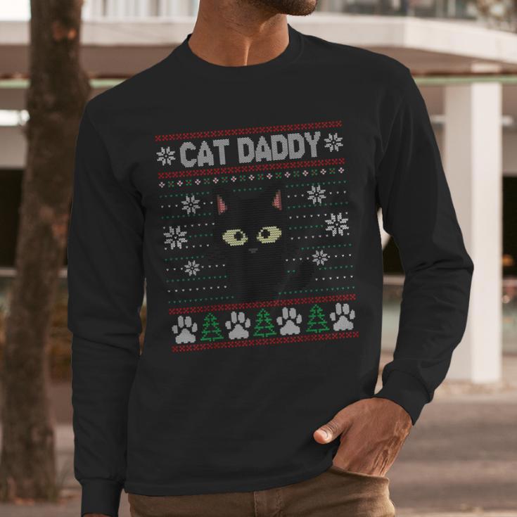 Cat Daddy Ugly Christmas Sweater Pajama Kitty Cat Lover Xmas Men Long Sleeve T-Shirt