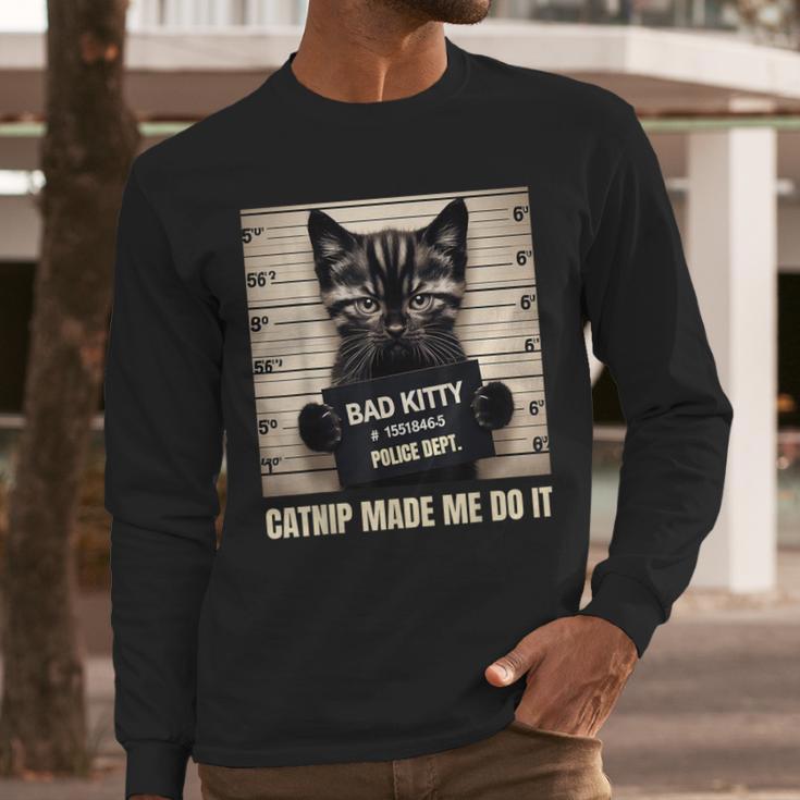 Catnip Made Me Do It Mugshot For Cat Lover Cat Mom Cat Dad Men Long Sleeve T-Shirt