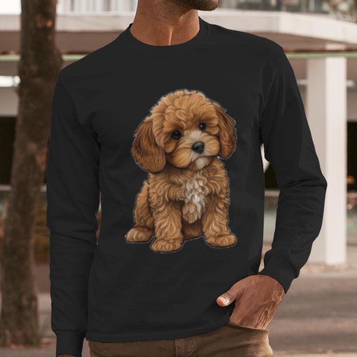 Cavapoo Breed Pet Lover Art Dog For Mom Dad Kids Men Long Sleeve T-Shirt
