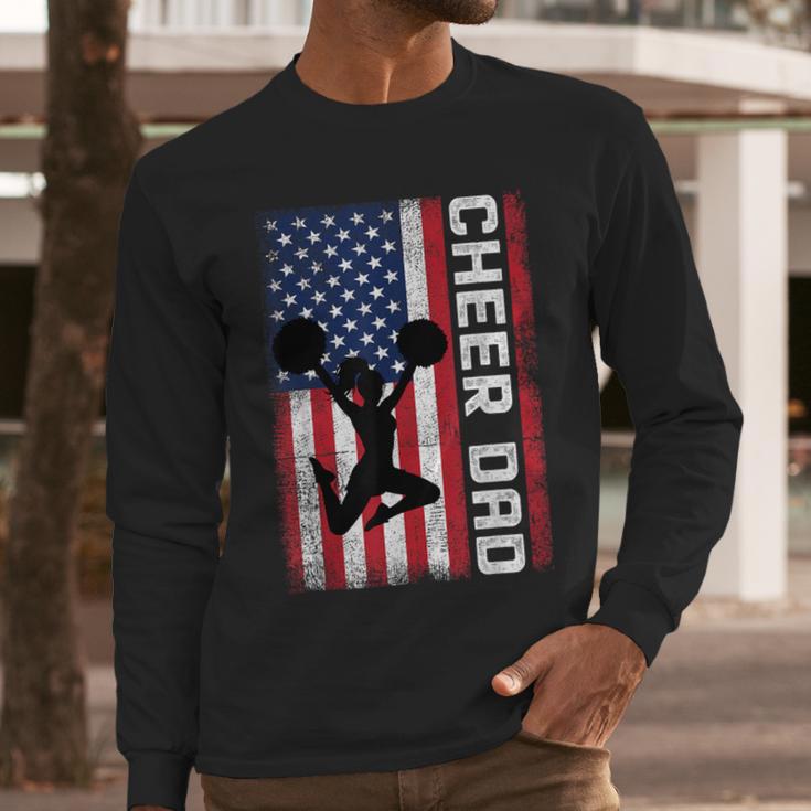 Cheer Dad American Flag Cheerleader Support Men Long Sleeve T-Shirt Cheer Dad American Flag Cheerleader Support Men Long Sleeve T-Shirt