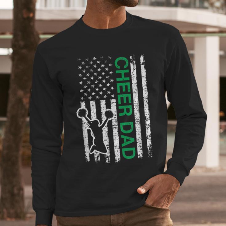 Cheer Dad Flag Green Cheerleading Men Long Sleeve T-Shirt