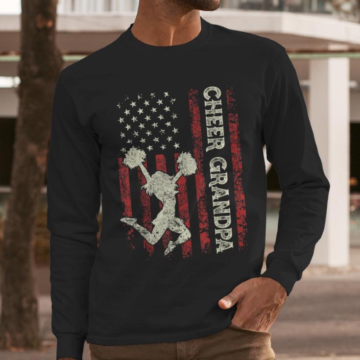 Cheer Grandpa US Flag Dad Patriotic Cheerleader Fathers Day Men Long Sleeve T-Shirt