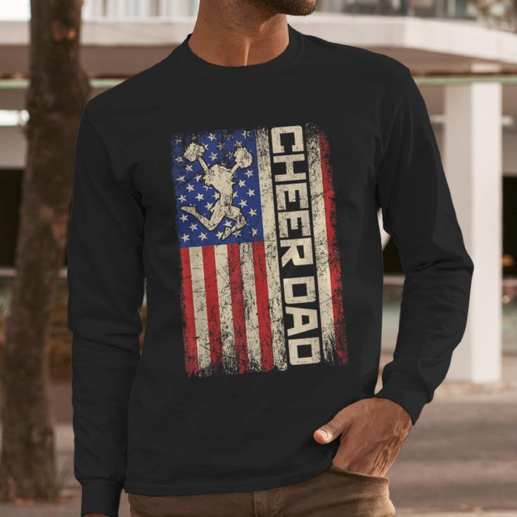 Cheerleader Dad Cheer Dad American US Flag Father Team Men Long Sleeve T-Shirt