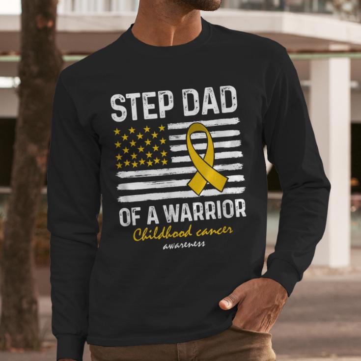 Childhood Cancer Survivor Support Step Dad Of A Warrior Men Long Sleeve T-Shirt
