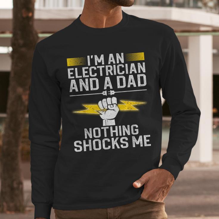Cool Electrician For Men Dad Professional Electrician Men Long Sleeve T-Shirt