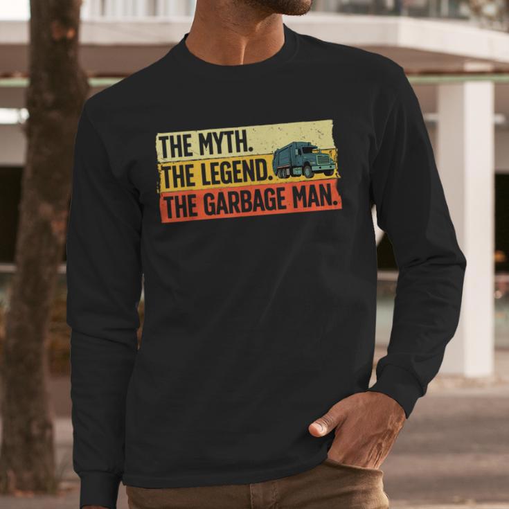 Cool Garbage Man Art For Men Dad Father Garbage Dump Truck Men Long Sleeve T-Shirt