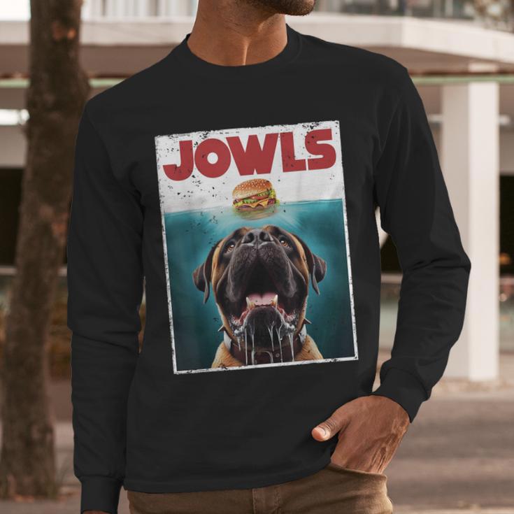 Cute English Mastiff Jowls Burger Bullmastiff Dog Mom Dad Men Long Sleeve T-Shirt