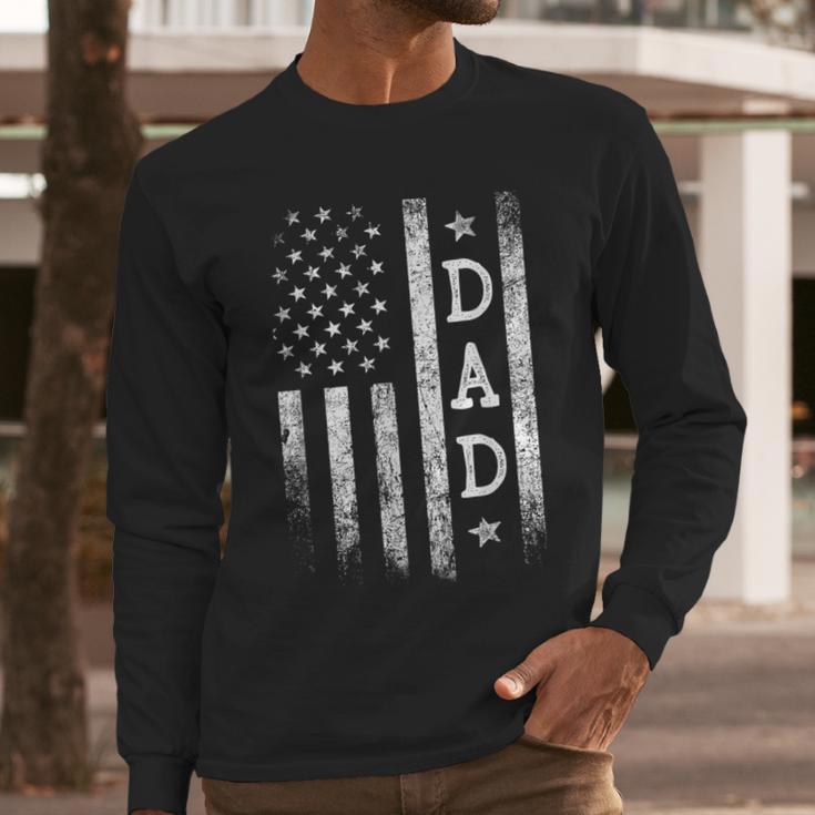 Dad American Flag Dad Patriotic Father's Day Men Long Sleeve T-Shirt