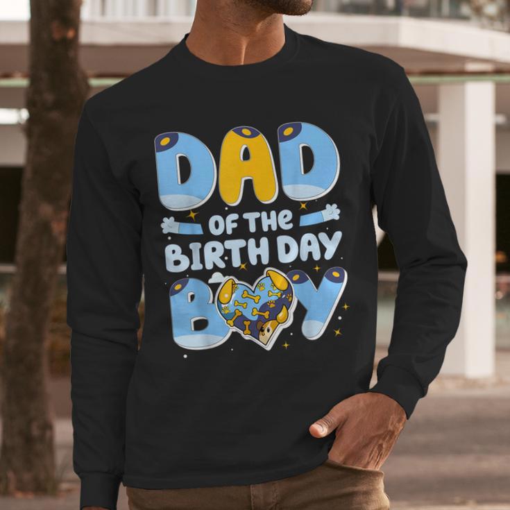 Dad Of The Birthday Boy Blue Dog Family Matching Men Long Sleeve T-Shirt