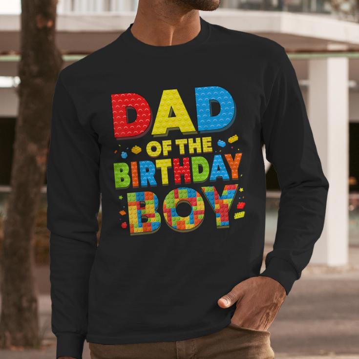 Dad Of The Birthday Boy Building Block Birthday Men Long Sleeve T-Shirt