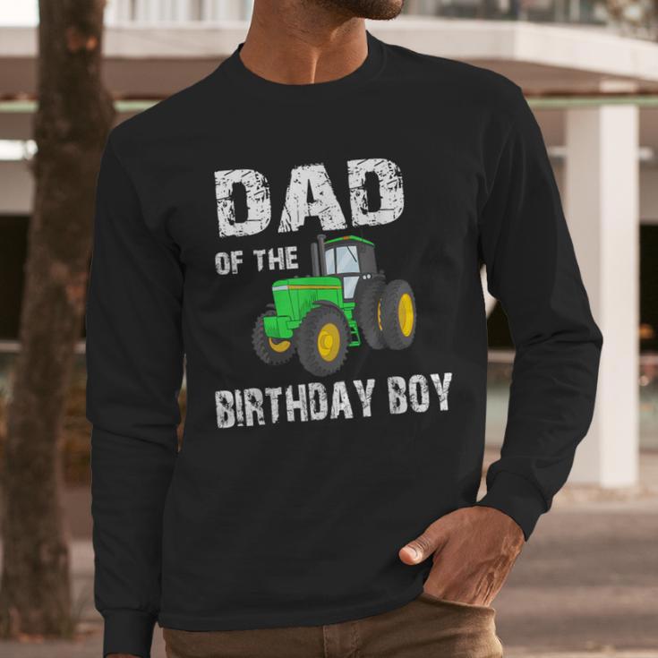 Dad Of The Birthday Boy Vintage Farm Tractor Party Family Men Long Sleeve T-Shirt