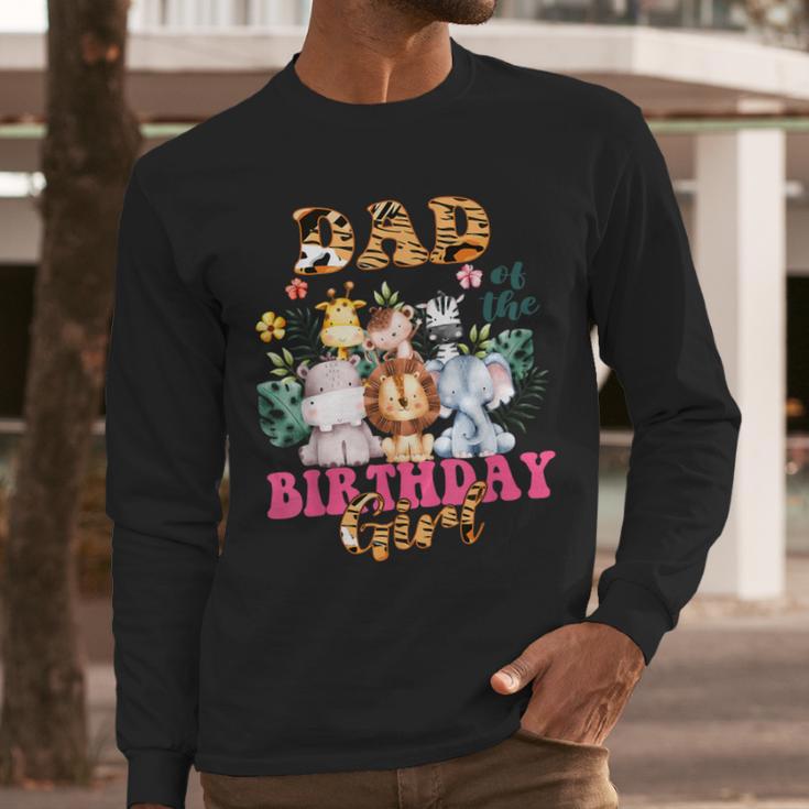 Dad Of The Birthday Girl Zoo Theme Animal Party Safari Cool Men Long Sleeve T-Shirt