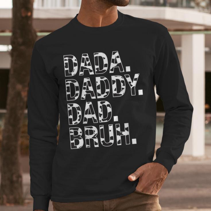 Dad Dada Daddy Bruh Papa Cow Daddy Love Cows Dad Cow Print Men Long Sleeve T-Shirt