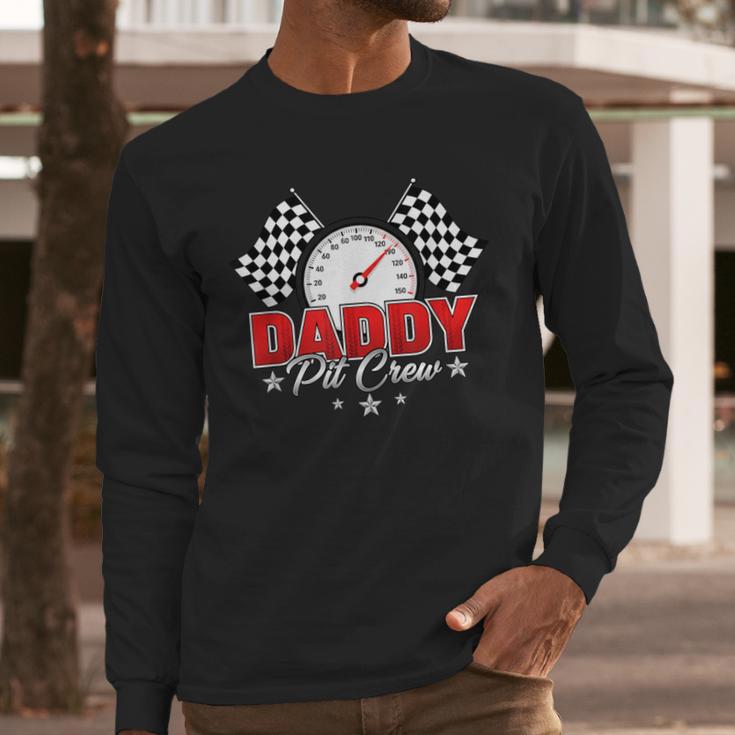 Dad Daddy Pit Crew Race Car Birthday Racing Party Men Long Sleeve T-Shirt