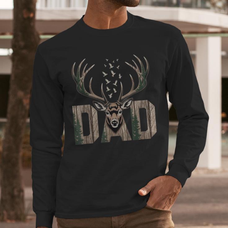 Dad Deer Hunting Camo Father Hunters Buck Camouflage Nature Men Long Sleeve T-Shirt
