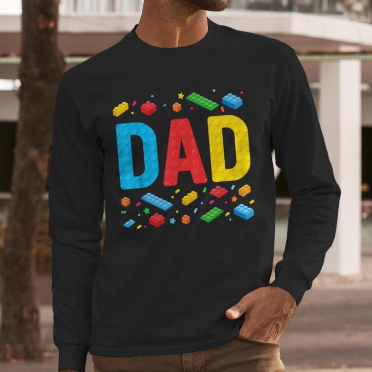 Dad Master Builder Building Bricks Blocks Family Fathers Day Men Long Sleeve T-Shirt