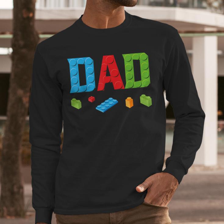 Dad Master Builder Building Bricks Blocks Family Set Parents Small Men Long Sleeve T-Shirt