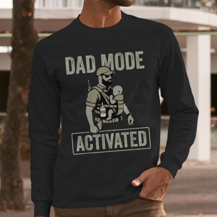 Dad Mode Activated Tactical Baby Carrier Military Father Men Long Sleeve T-Shirt