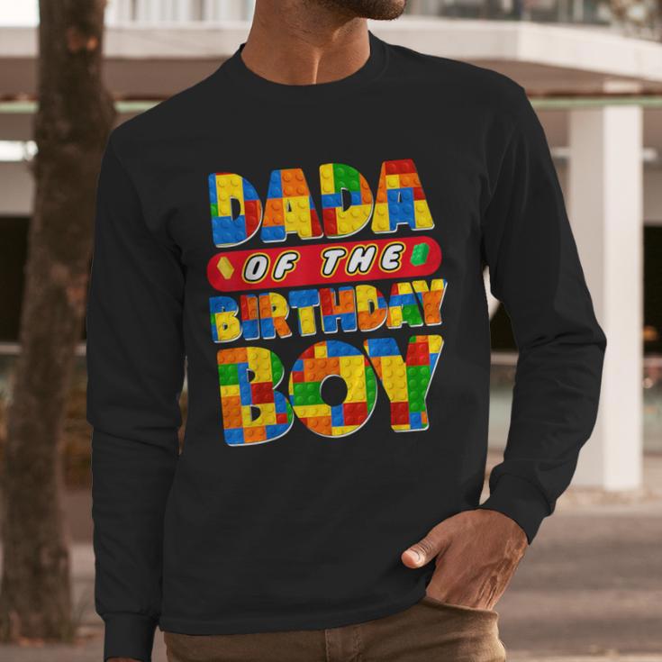 Dad And Mom Dada Birthday Boy Building Bricks Family Party Men Long Sleeve T-Shirt