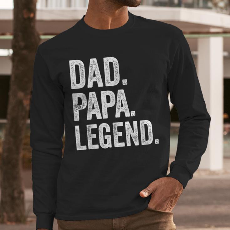 Dad Papa Legend Vintage Distressed Bold Papa Graphic Men Long Sleeve T-Shirt
