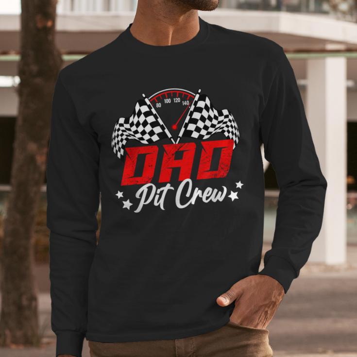 Dad Pit Crew Birthday Party Race Car Lover Racing Family Men Long Sleeve T-Shirt