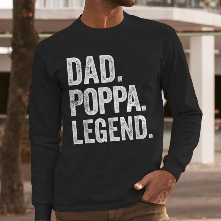 Dad Poppa Legend Vintage Distressed Bold Poppa Graphic Men Long Sleeve T-Shirt