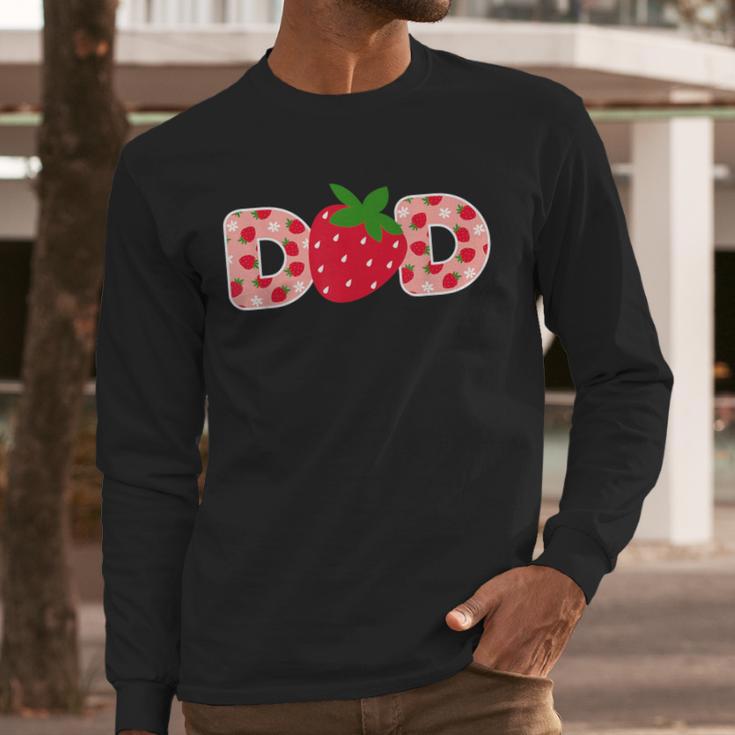 Dad Strawberry First Birthday Family Strawberry Men Long Sleeve T-Shirt