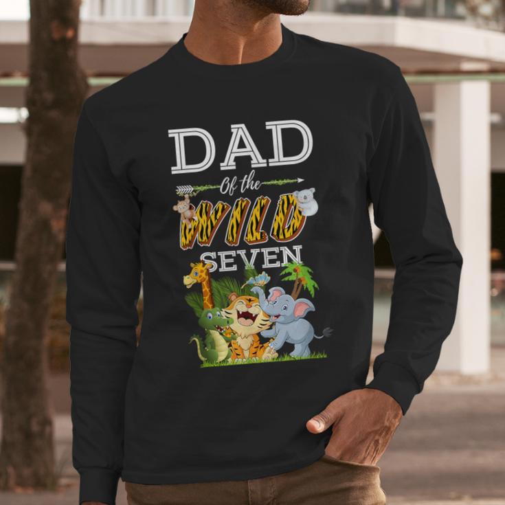 Dad Of The Wild Seven Animal Safari 7th Birthday Party Men Long Sleeve T-Shirt Dad Of The Wild Seven Animal Safari 7th Birthday Party Men Long Sleeve T-Shirt