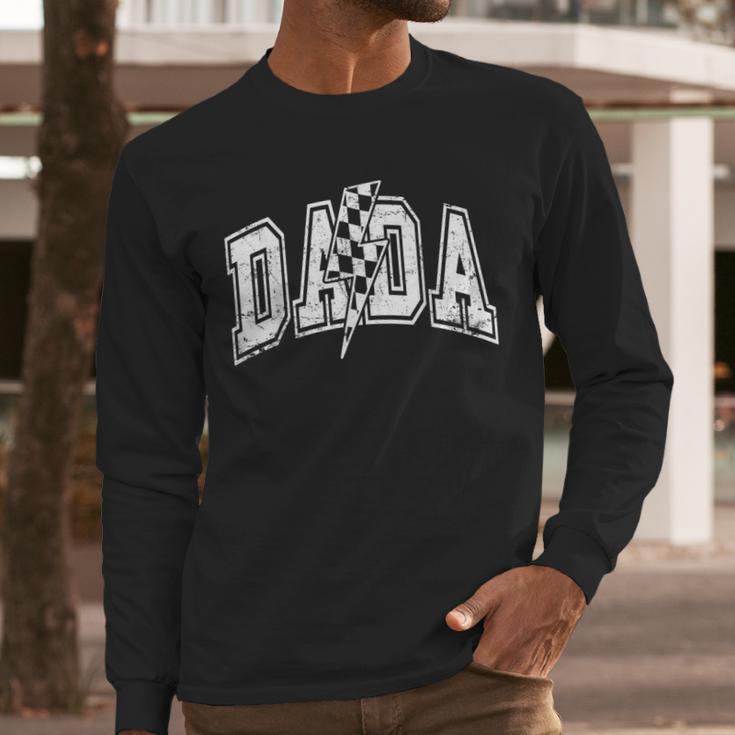 Dada Lightning Bolt Checkered Varsity Dad Men Father's Day Men Long Sleeve T-Shirt Dada Lightning Bolt Checkered Varsity Dad Men Father's Day Men Long Sleeve T-Shirt