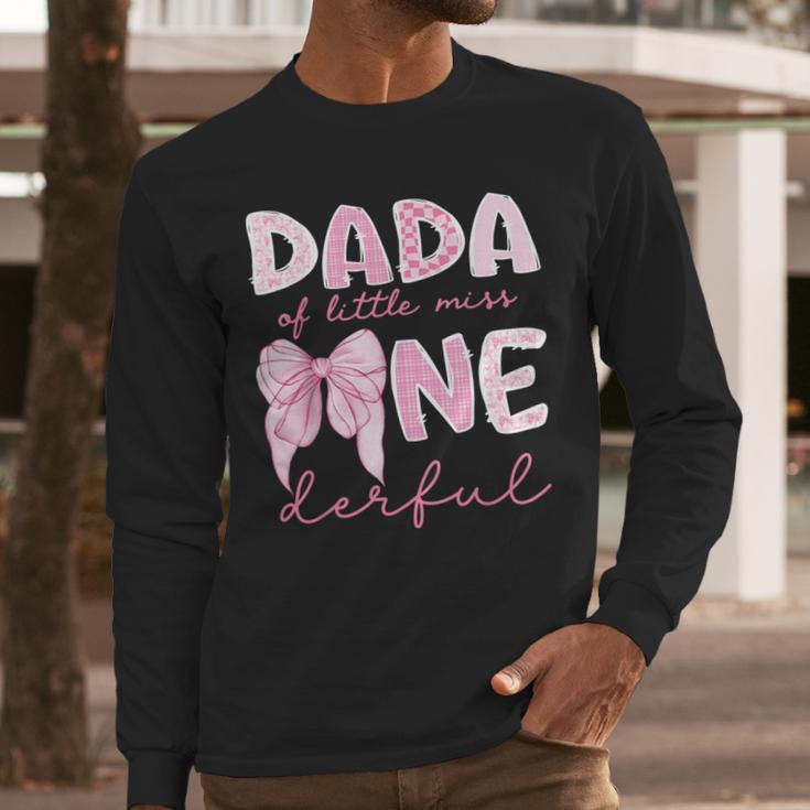 Dada Of Little Miss Onederful First Birthday Girl Bow Men Long Sleeve T-Shirt