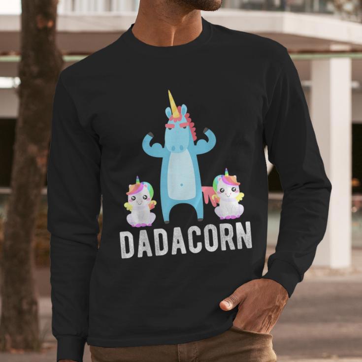 Dadacorn Unicorn Lover Tee For Papa Dad And Kid Men Long Sleeve T-Shirt