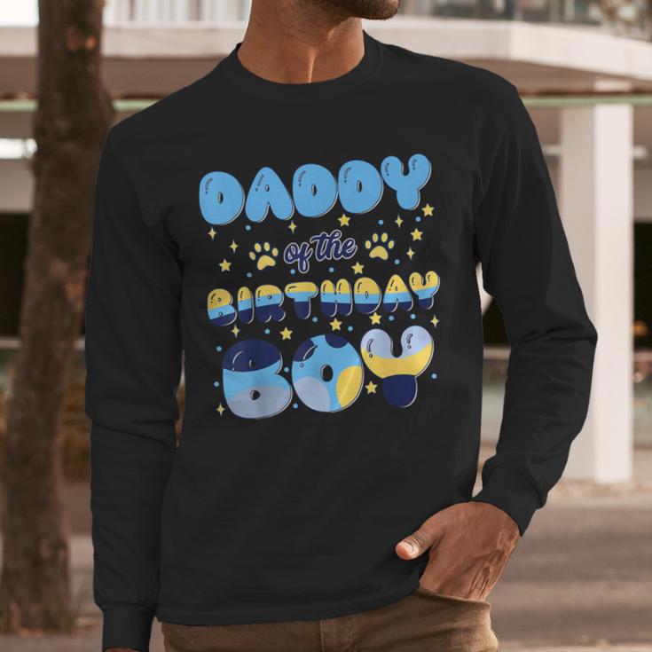Daddy Of The Bday Boy Blue Dog Theme Party Family Matching Men Long Sleeve T-Shirt