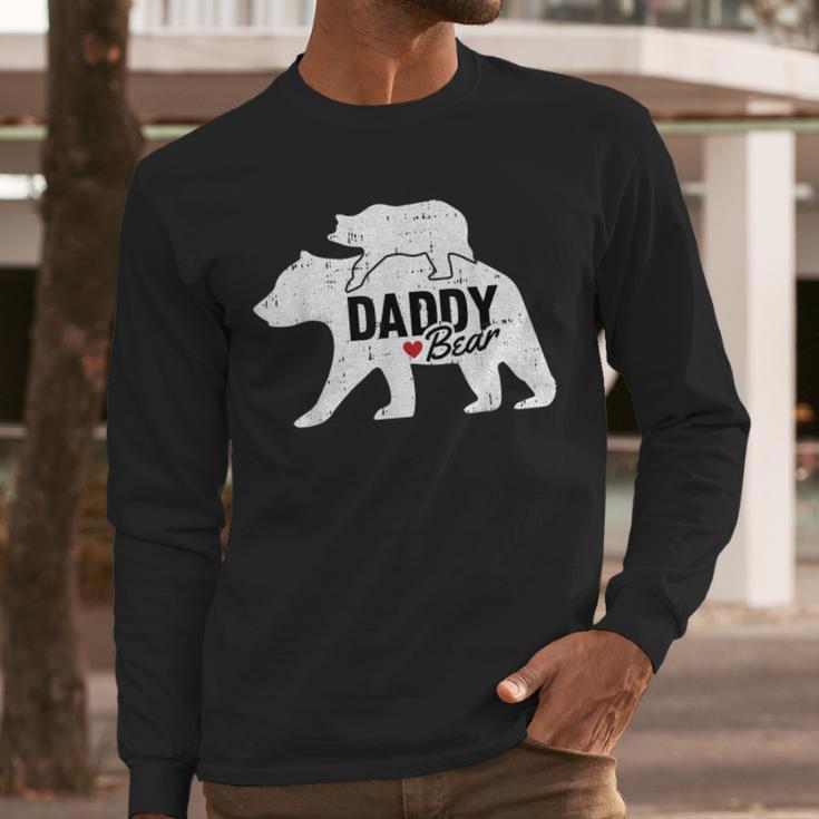 Daddy Bear Fathers Day Cute Baby Cub Papa Dad-a Pops Small Men Long Sleeve T-Shirt