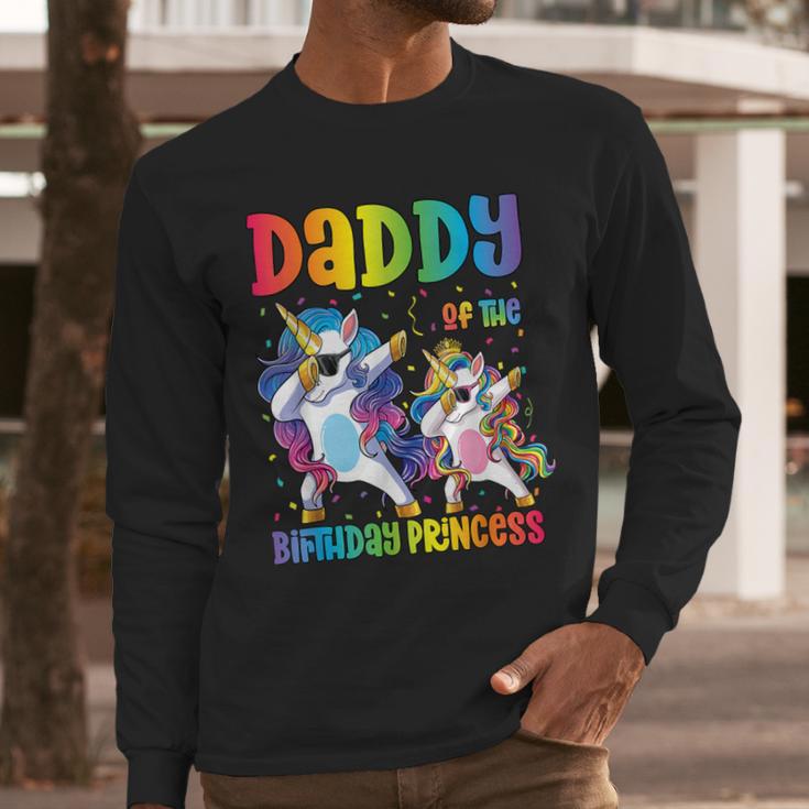Daddy Of The Birthday Girl Dabbing Princess Unicorn Dad Men Long Sleeve T-Shirt