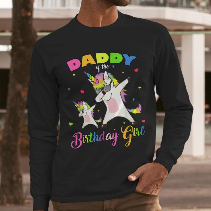 Daddy Of The Birthday Girl Dabbing Unicorn Princess And Dad Men Long Sleeve T-Shirt