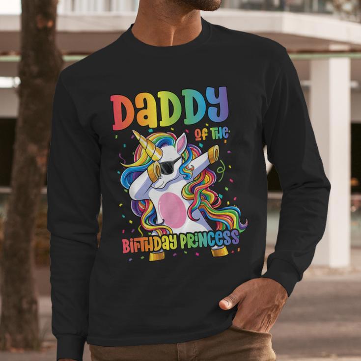 Daddy Of The Birthday Princess Girl Dabbing Unicorn Dad Men Long Sleeve T-Shirt