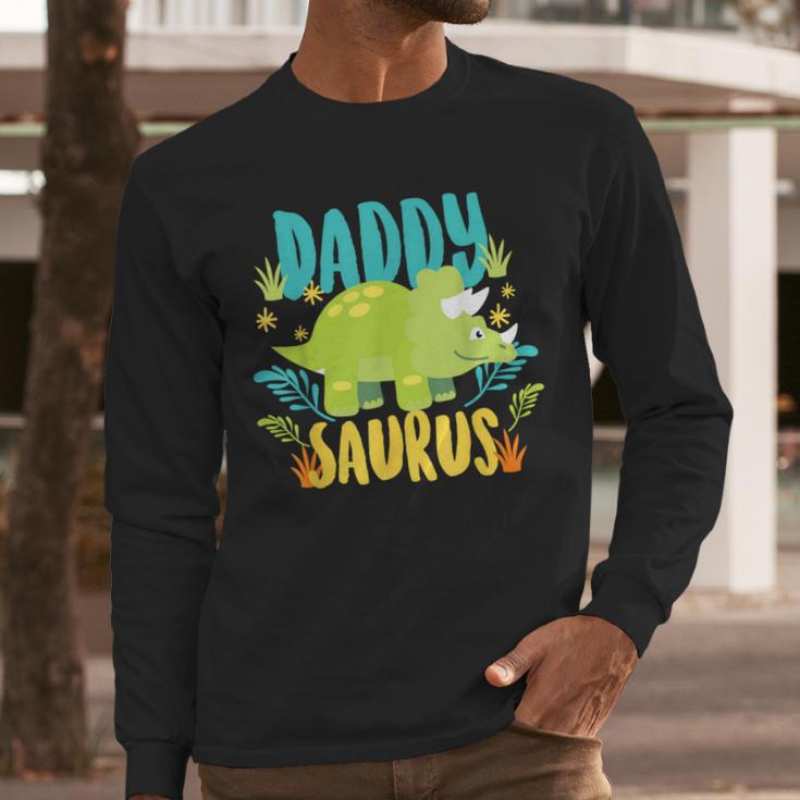 Daddy Dad Saurus Rex Dinosaur Dino For Father Men Long Sleeve T-Shirt