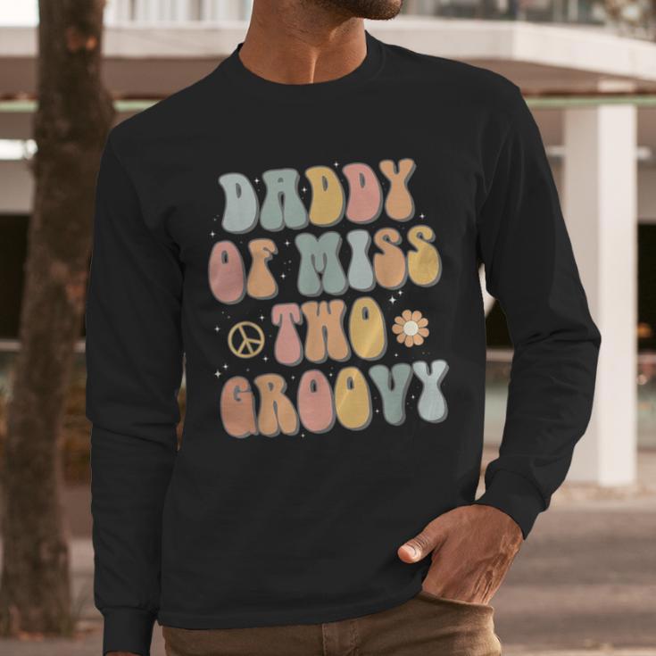 Daddy Dad Two Groovy Second Birthday Retro 2nd Bday Party Men Long Sleeve T-Shirt