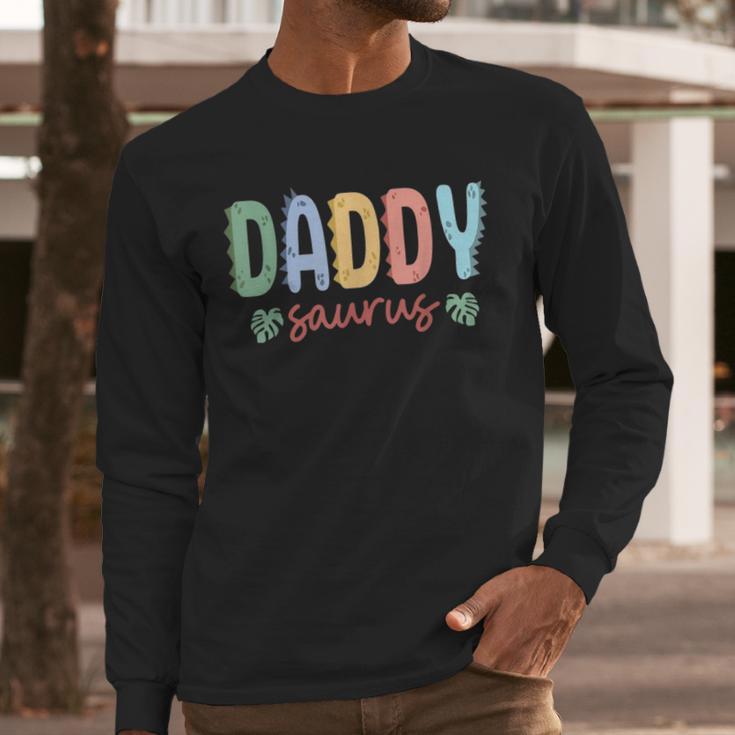 Daddy Saurus Dad Dinosaur Three Rex Birthday Boy Girl Family Men Long Sleeve T-Shirt Daddy Saurus Dad Dinosaur Three Rex Birthday Boy Girl Family Men Long Sleeve T-Shirt