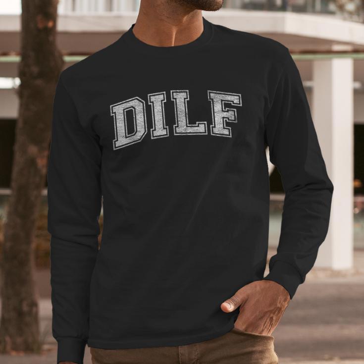 DILF Varsity Style DAD Older More Mature Men Men Long Sleeve T-Shirt DILF Varsity Style DAD Older More Mature Men Men Long Sleeve T-Shirt