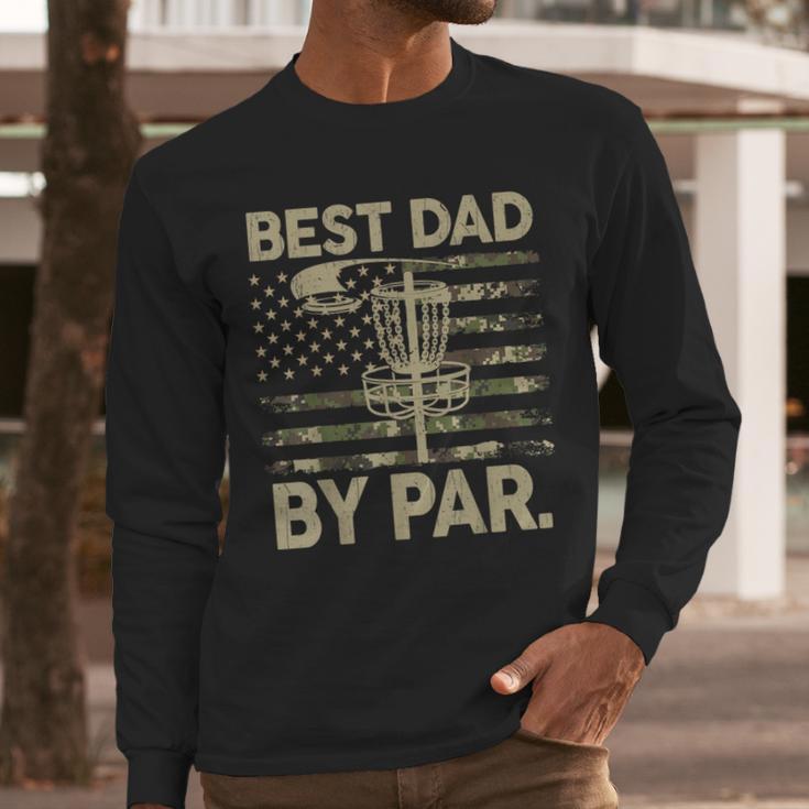 Disc Golf Frisbee Best Dad Par Camo US Flag Golfer Men Long Sleeve T-Shirt
